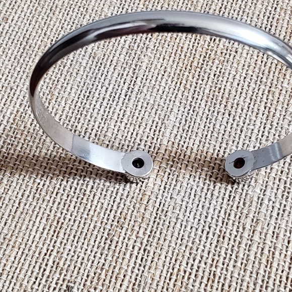 Sterling Silver Cuff Bracelet Bangle ,Garnet Gems - Picture 5 of 6